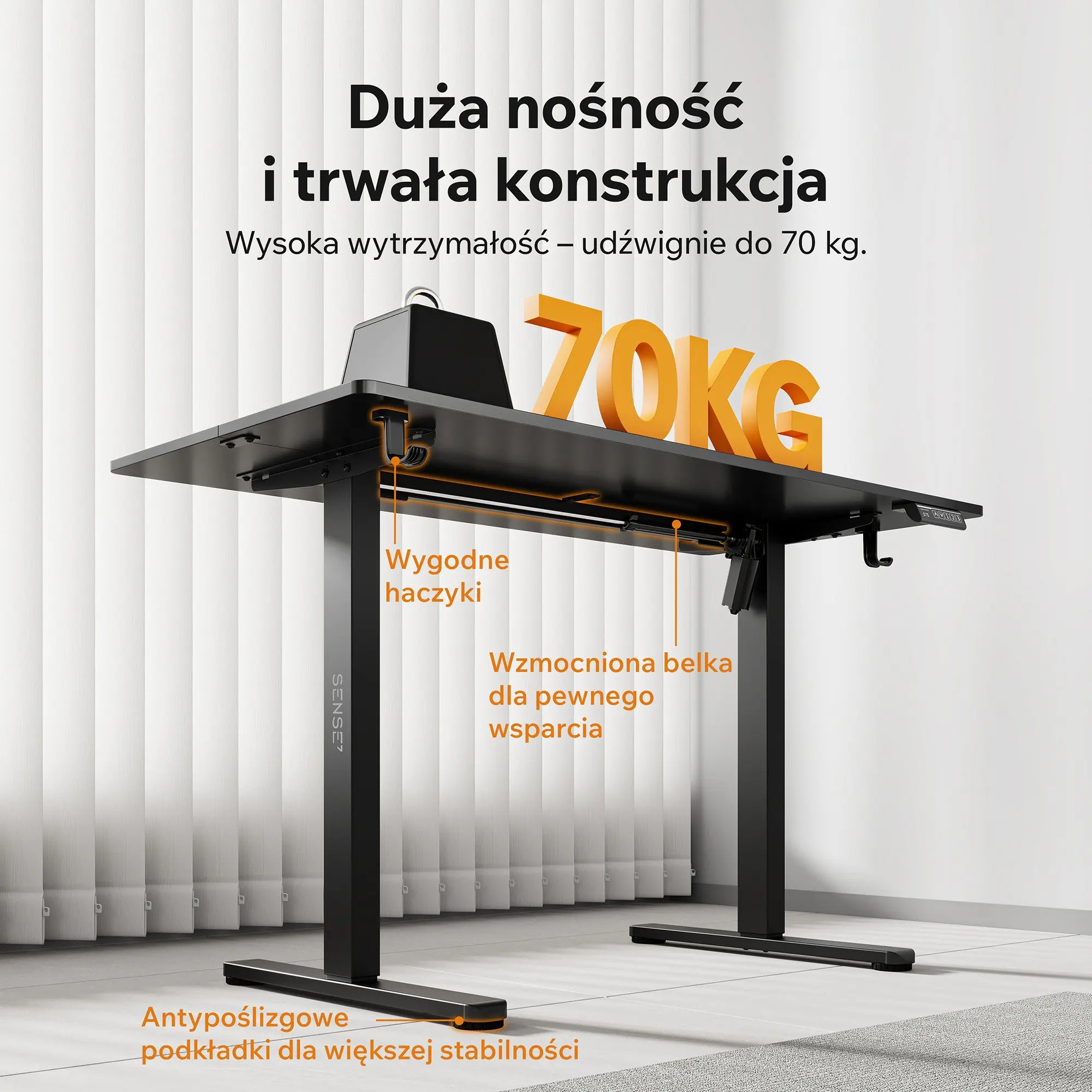 Ergonomiczne biurko z elektryczną regulacją wysokości 72-118 cm