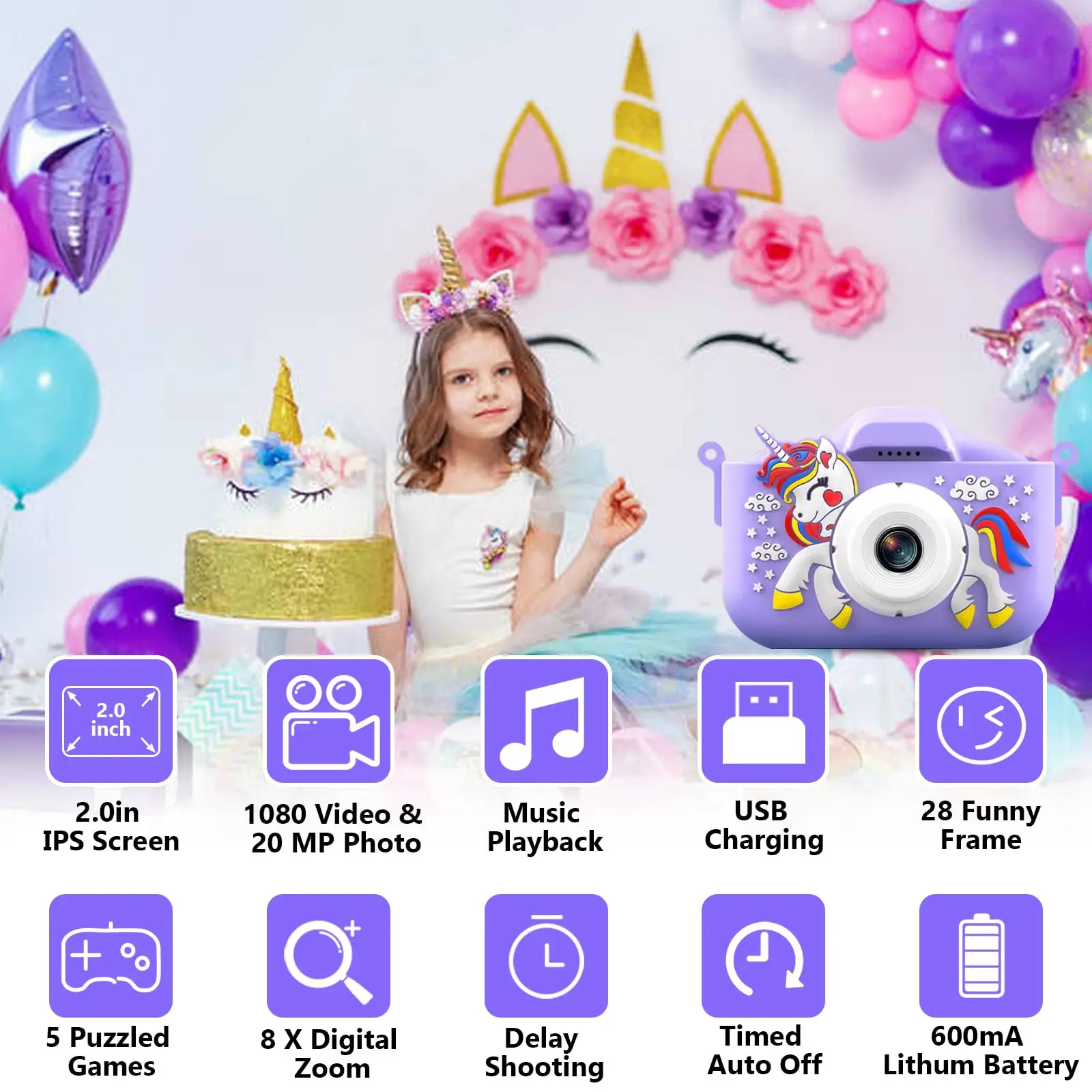 APARAT CYFROWY FOTOGRAFICZNY DLA DZIECI 40Mpx KAMERA ZABAWKA GRY