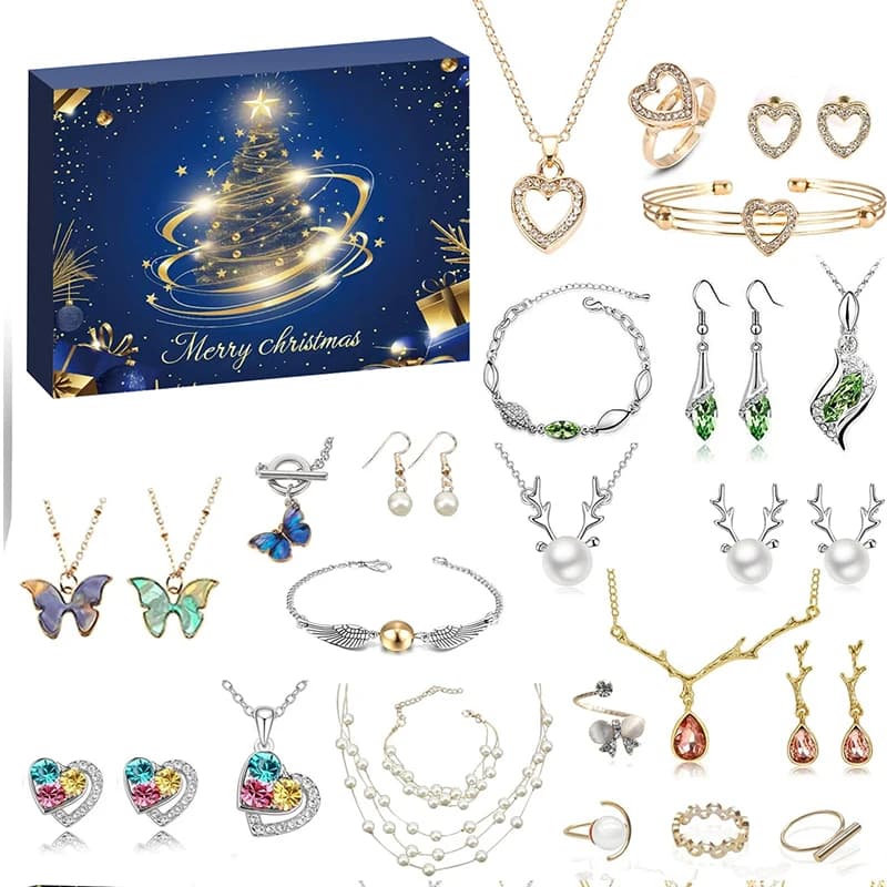 Kalendarz adwentowy z biżuterią, dla dziewczynki,  bransoletka i 24 szt. charmsów, różne warianty.