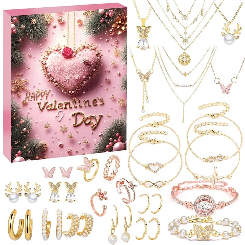 Kalendarz adwentowy z biżuterią, dla dziewczynki,  bransoletka i 24 szt. charmsów, różne warianty.